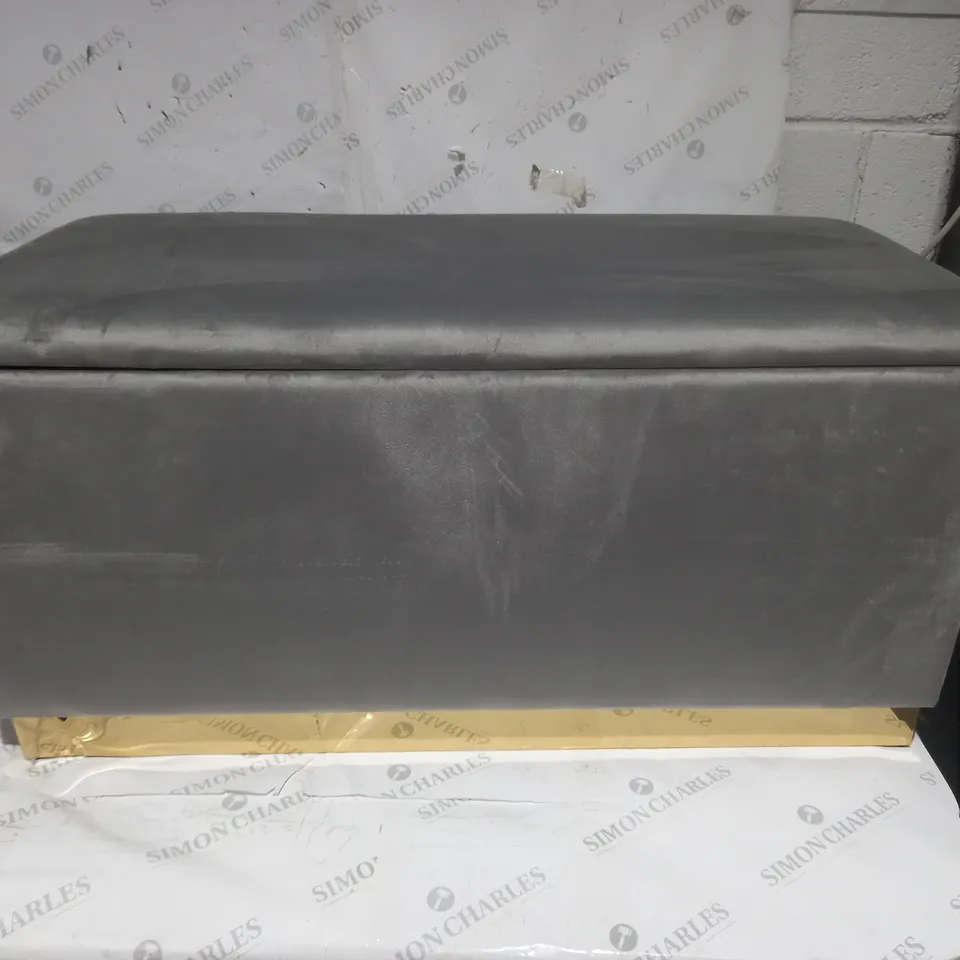 BOXED ALISON CORK VELVET NESTABLE STORAGE OTTOMAN, DOVE GREY [COLLECTION ONLY]