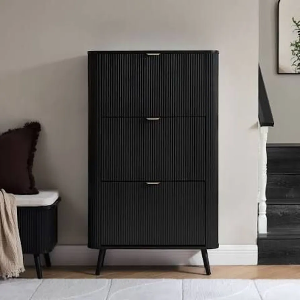 BOXED DUSK HATTIE SHOE CABINET - BLACK (2 BOXES)