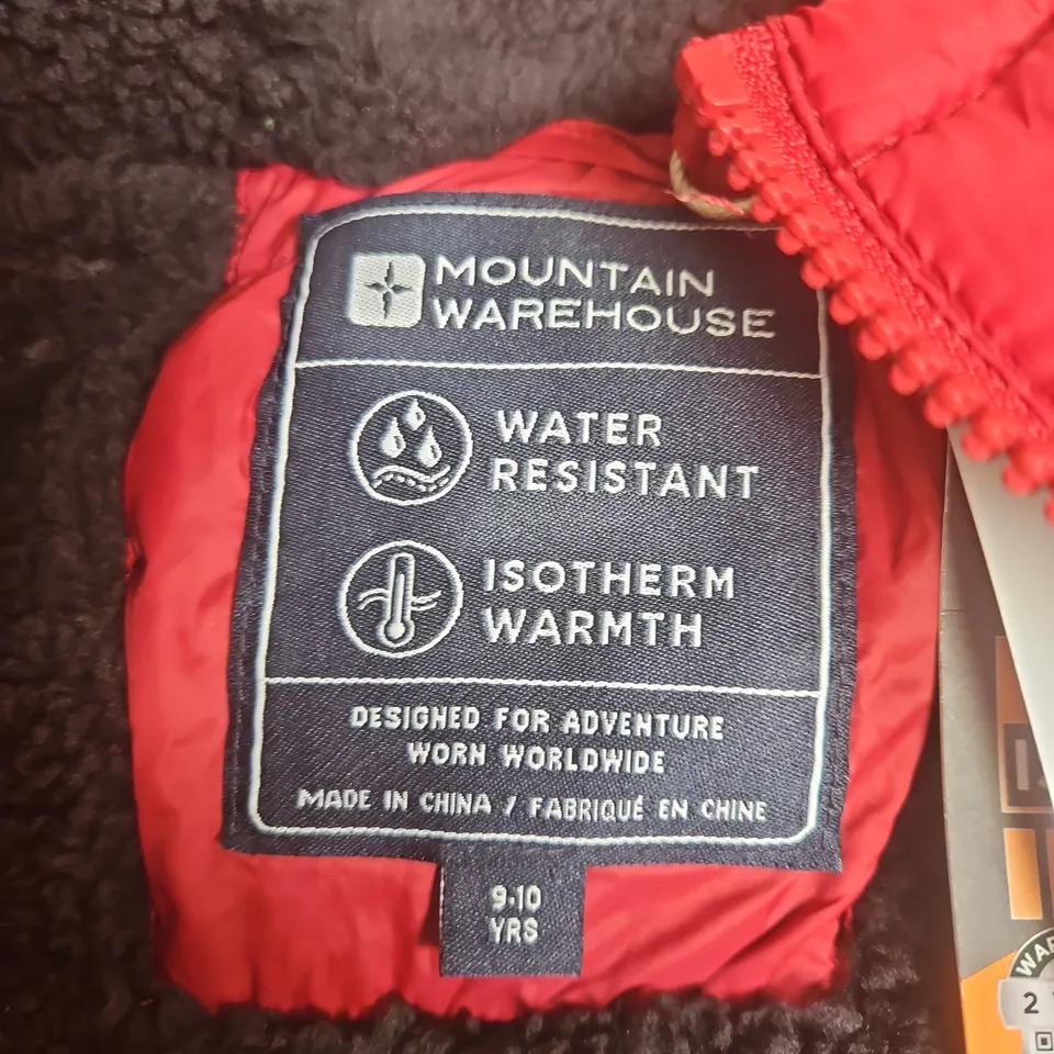 MOUNTAIN WAREHOUSE KIDS' RED PUFFER JACKET – AGE 9-10 YEARS