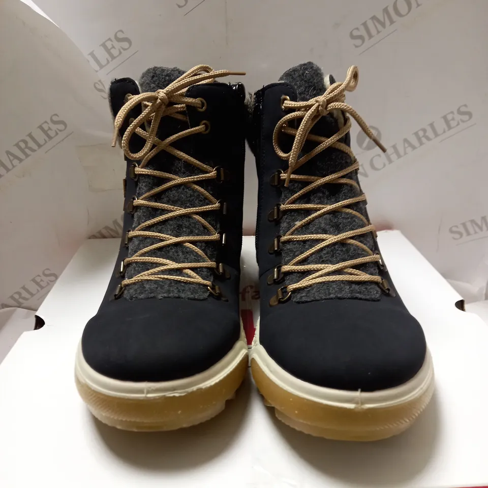 RIEKER LACE UP NAVY BOOTS - SIZE 6.5
