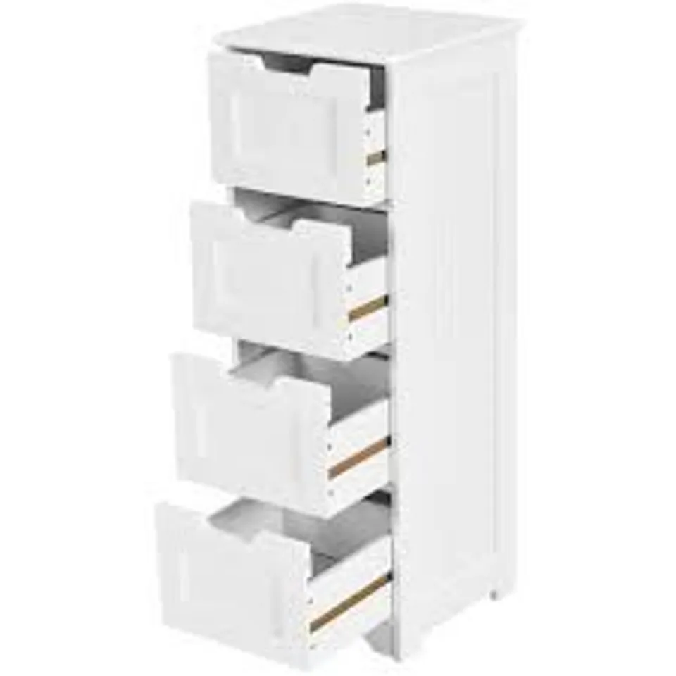 BOXED COSTWAY 4 DRAWER WHITE FLOOR BATHROOM STORAGE CABINET