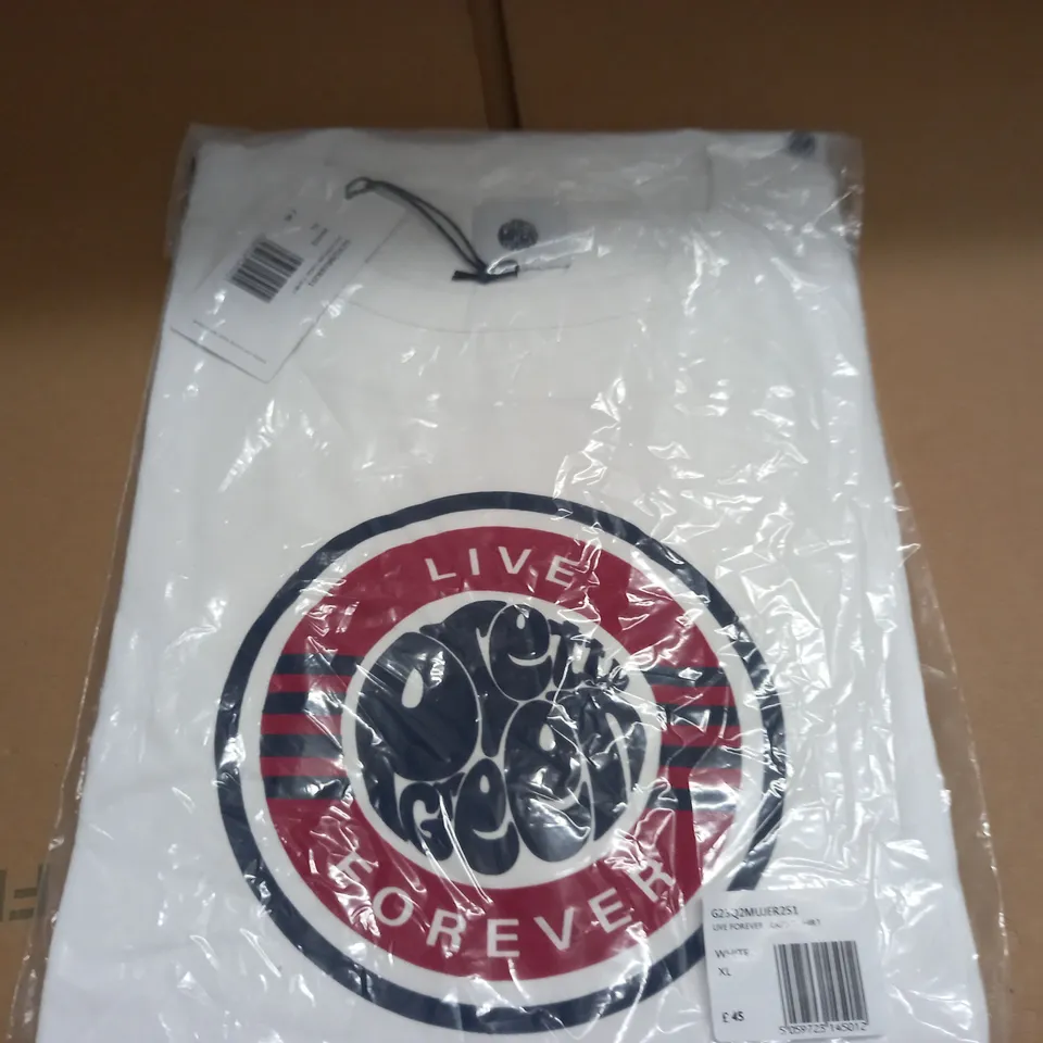 BAGGED PRETTY GREEN LIVE FOREVER LOGO T-SHIRT - XL