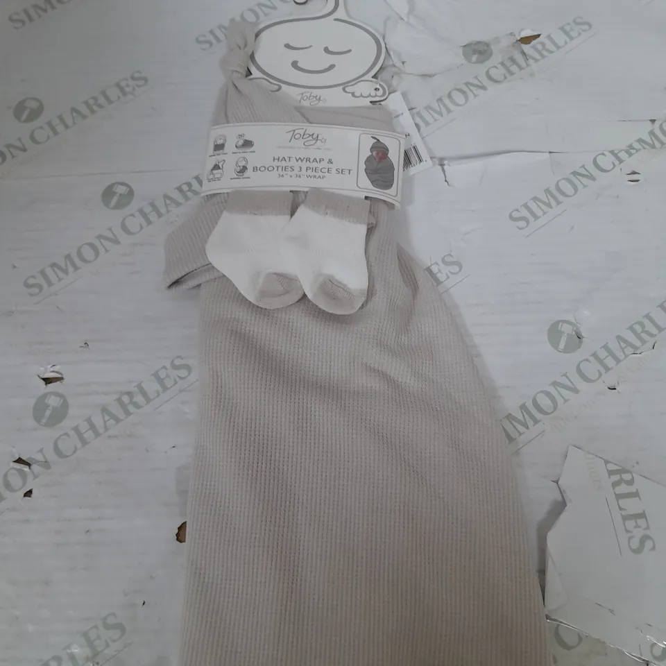 TOBY HAT WRAP AND BOOTIES 3 PIECE SET - NEWBORN
