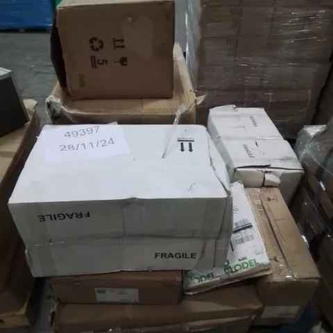 PALLET CONTAINING VARIOUS INCOMPLETE BOXED FURNITURE PARTS AND OTHER HOUSEHOLD ITEMS ETC.