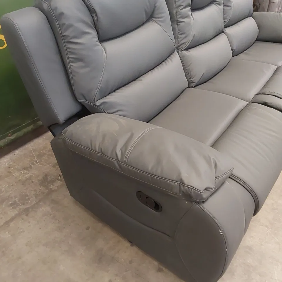 DESIGNER 3 SEATER FAUX LEATHER MANUAL RECLINER SOFA 