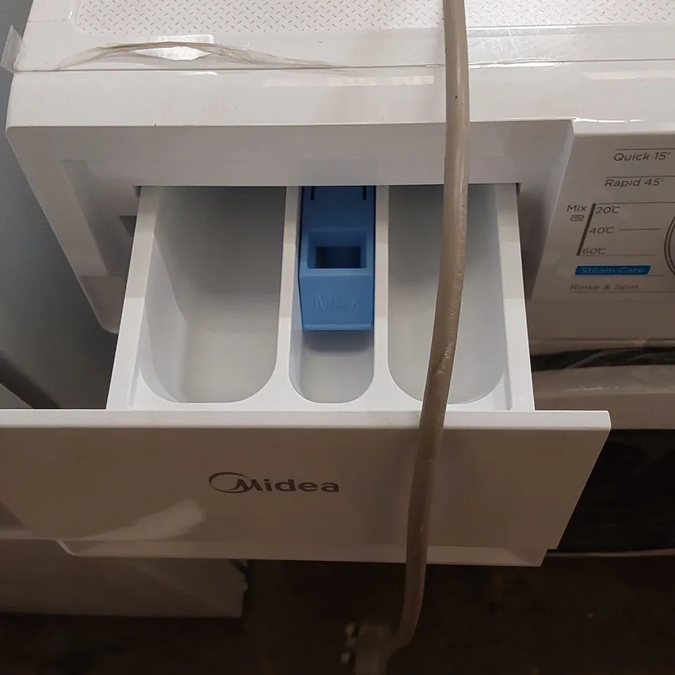 MIDEA 8KG FREESTANDING WASHING MACHINE IN WHITE, MODEL: MF10EW80BA