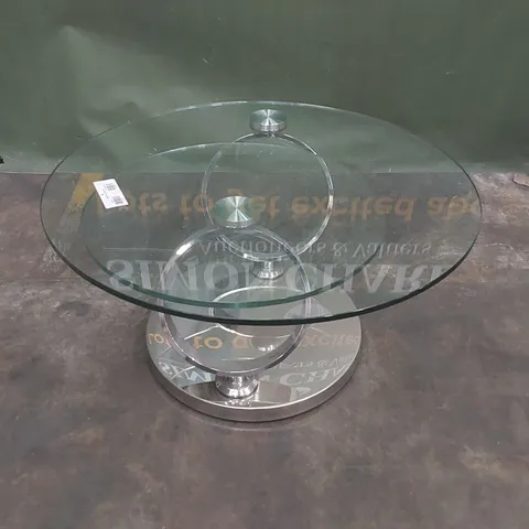 DESIGNER ROUND GLASS-TOP COFFEE TABLE
