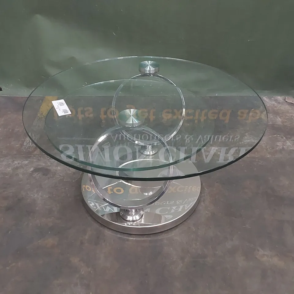 DESIGNER ROUND GLASS-TOP COFFEE TABLE 