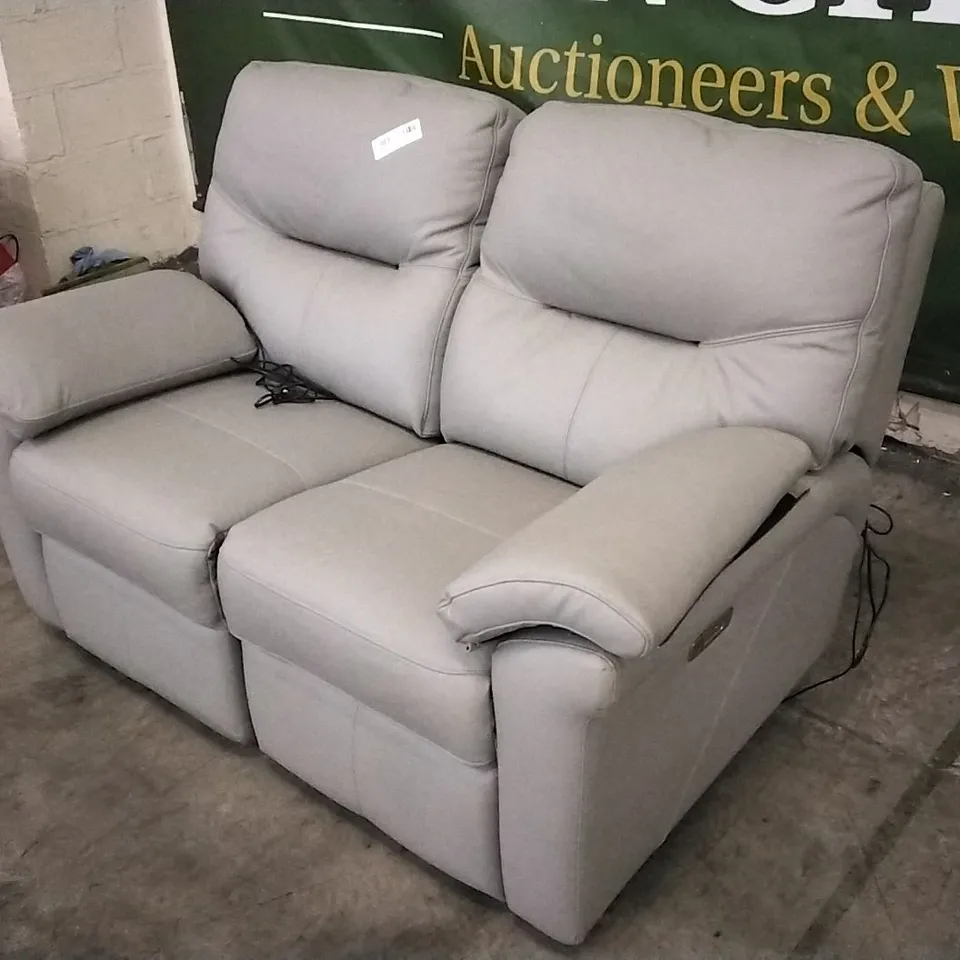 QUALITY BRITISH DESIGNED & MANUFACTURED G PLAN SEATTLE 2 SEATER POWER RECLINER CAMBRIDGE GREY LEATHER SOFA