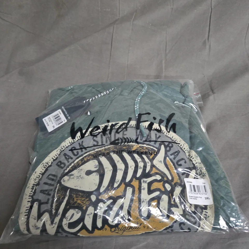 BAGGED WEIRD FISH BRYANT GRAPHIC POP HOODY SIZE 3XL