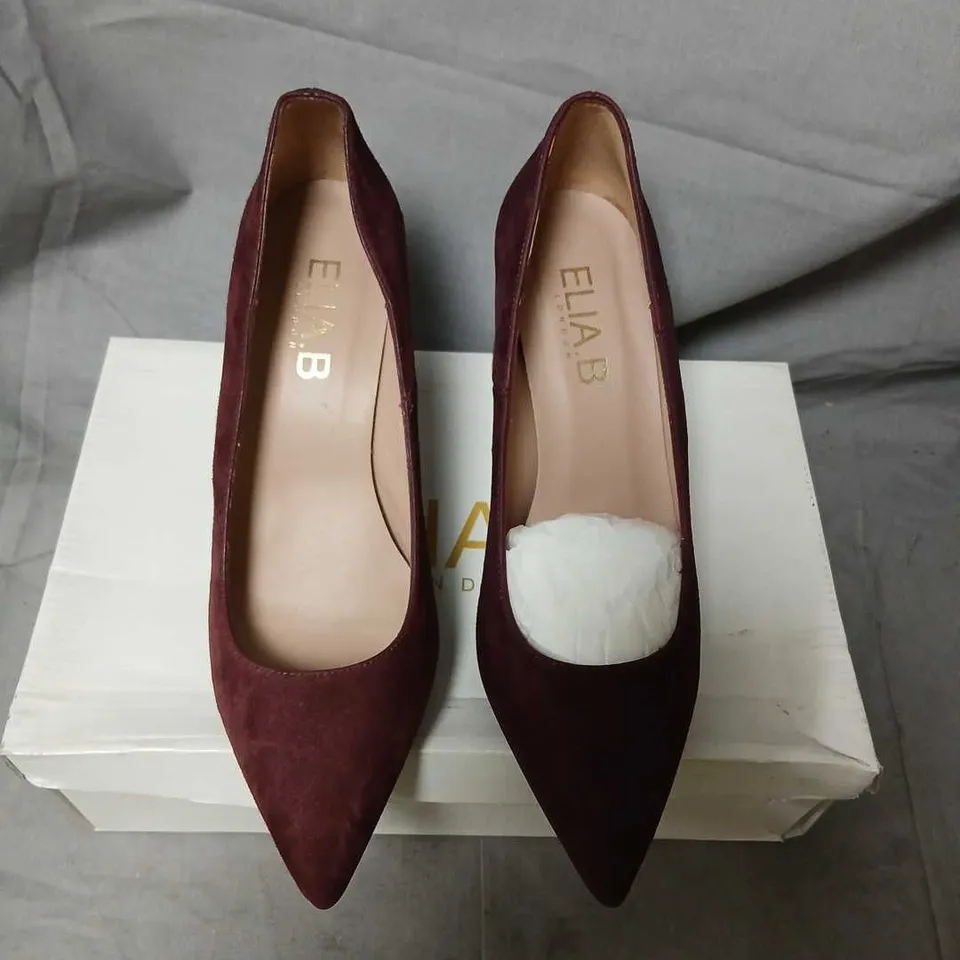 ELIA.B LONDON DIVINE BURGUNDY SUEDE PUMPS – EU 37 