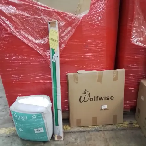 PALLET OF ASSORTED HOUSEHOLD GOODS AND PRODUCTS TO INCLUDE;MATTRESS TOPPER,SLIMLINE HEATER,POPUP TENT