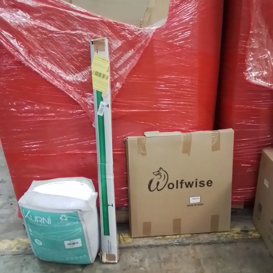 PALLET OF ASSORTED HOUSEHOLD GOODS AND PRODUCTS TO INCLUDE;MATTRESS TOPPER,SLIMLINE HEATER,POPUP TENT