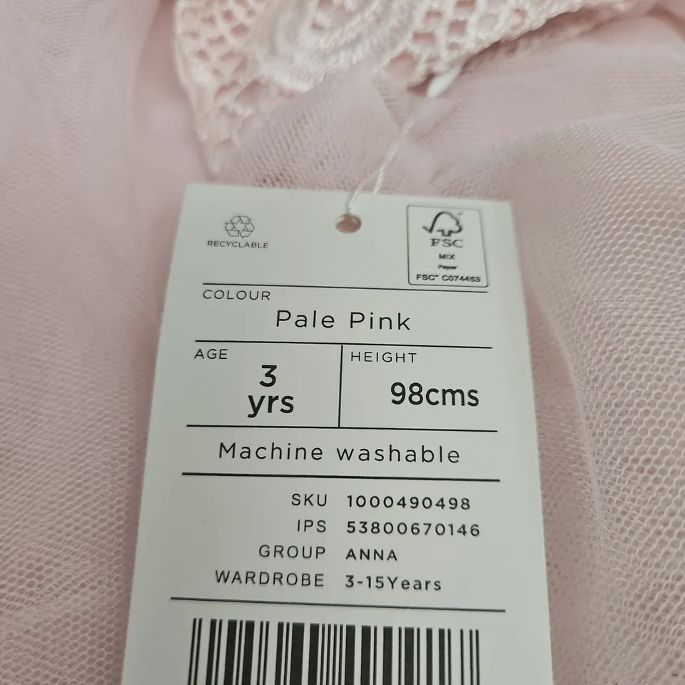 MONSOON CHILDREN PALE PINK PARTY DRESS – AGE 3 YRS, 98 CM (MACHINE WASHABLE)