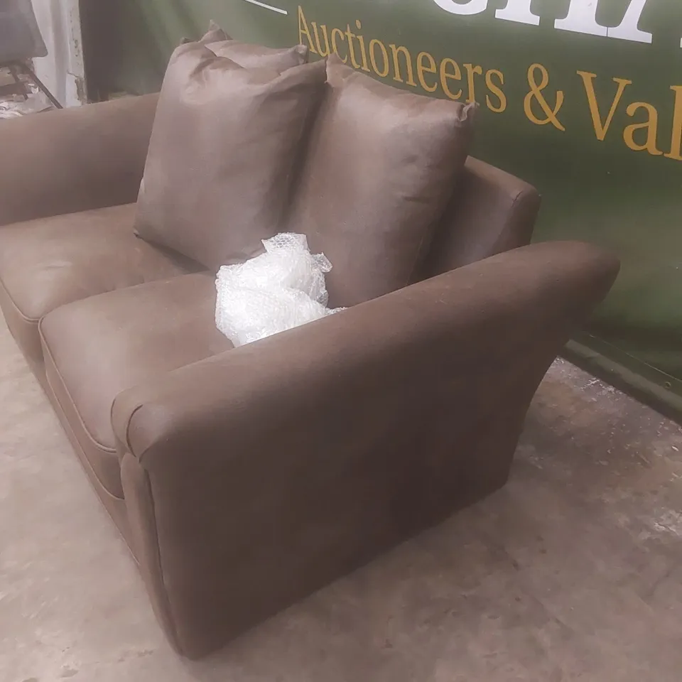 DESIGNER DURY 2 SEATER LEATHER LOOK SOFA - CHOCOLATE 