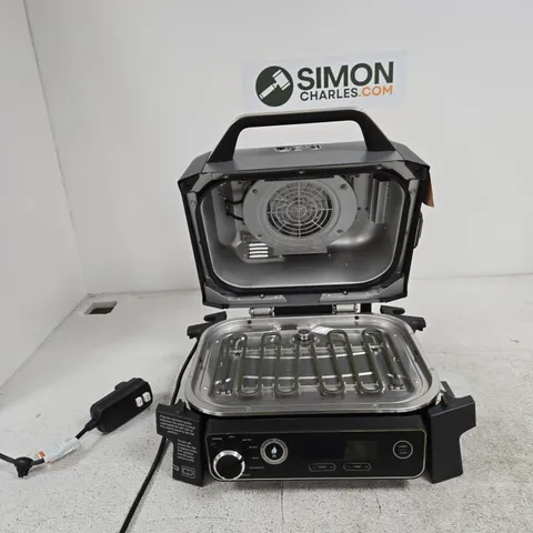 NINJA WOODFIRE PELLET GRILL WITH SMOKE BOX – COUNTERTOP KITCHEN APPLIANCE (USED)