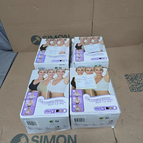 4 X 3 PACK OF COMFORTISSE PUSH UP LARGE BRA BOXED