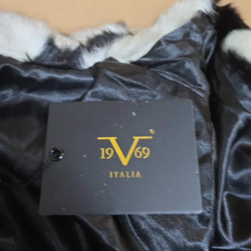 VERSACE 1969 PELLICCIA ZEBRA PRINT FUR COAT – SIZE S