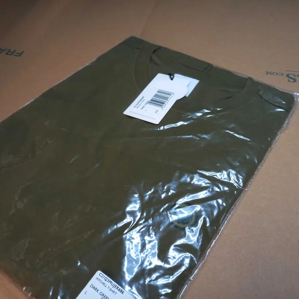 PACKAGED PRETTYGREEN DARK GREEN MITCHELL T-SHIRT - LARGE