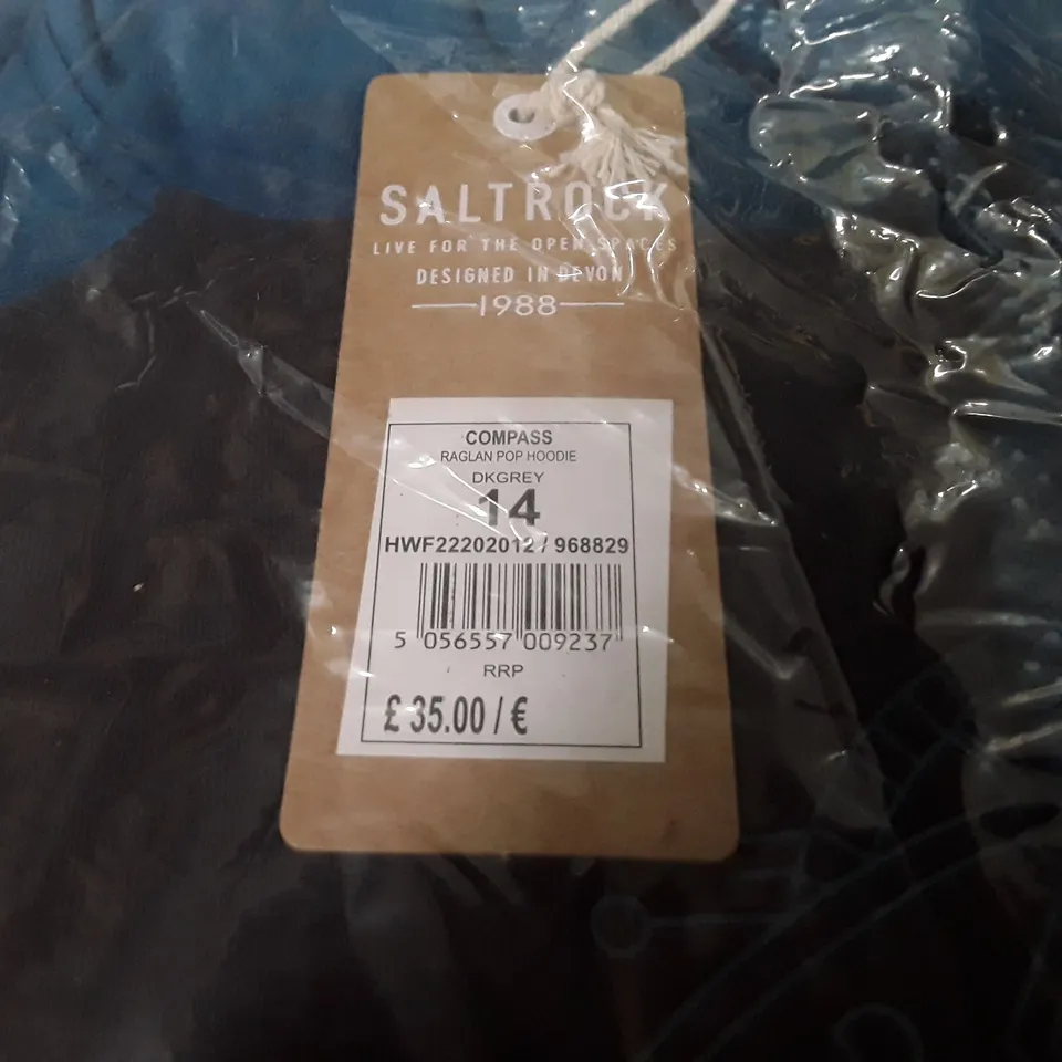 BAGGED SALTROCK RAGLAN POP HOODIE IN DARK GREY - 14