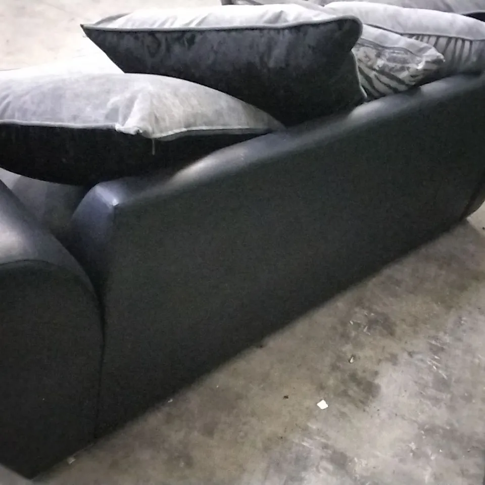 QUALITY DESIGNER HILTON 3 SEATER SOFA - BLACK/CHARCOAL FABRIC