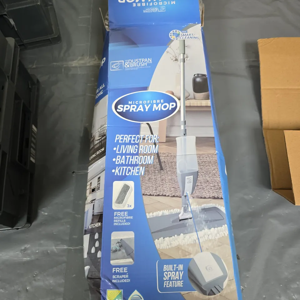MICROFIBER SPRAY MOP WITH BUILT-IN SPRAY – BOXED (INCLUDES 3X MICROFIBER REFILLS)