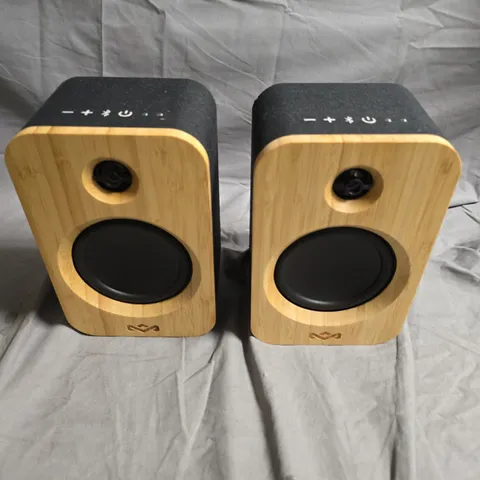 MARLEY GET TOGETHER DUO WIRELESS BLUETOOTH SPEAKERS – BAMBOO WOOD, BLACK FABRIC 