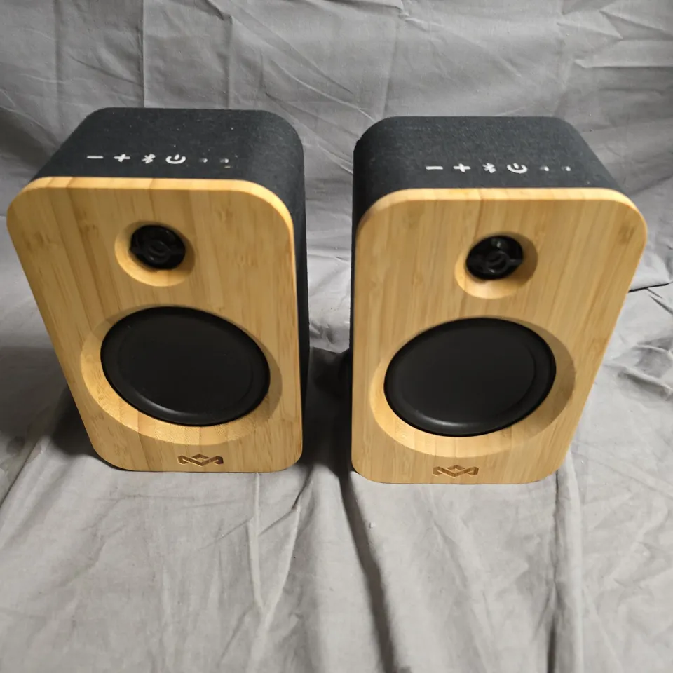 MARLEY GET TOGETHER DUO WIRELESS BLUETOOTH SPEAKERS – BAMBOO WOOD, BLACK FABRIC 