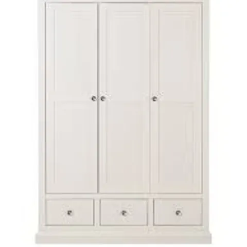 BOXED HANNA 3-DOOR 3-DRAWER WARDROBE - CREAM/OAK EFFECT (3 BOXES)