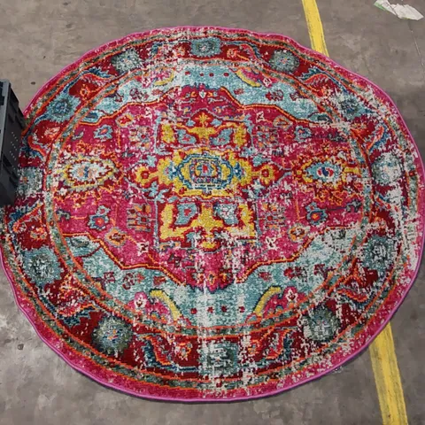 LOUGHLAM PINK/BLUE/YELLOW RUG // 5'3" ROUND