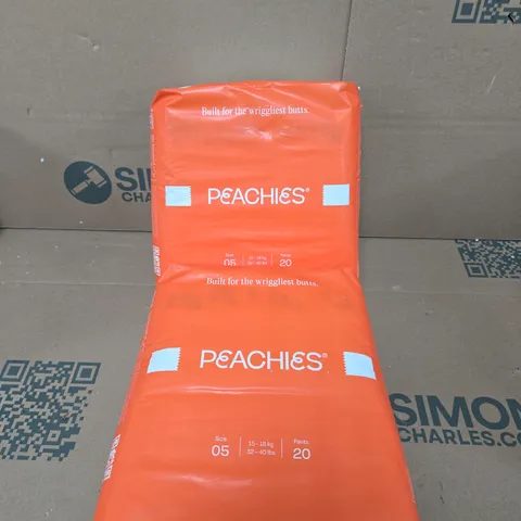 2 X PEACHIES PREMIUM SUSTAINABLE NAPPIES - SIZE 05 - 20 NAPPIES PER PACK 