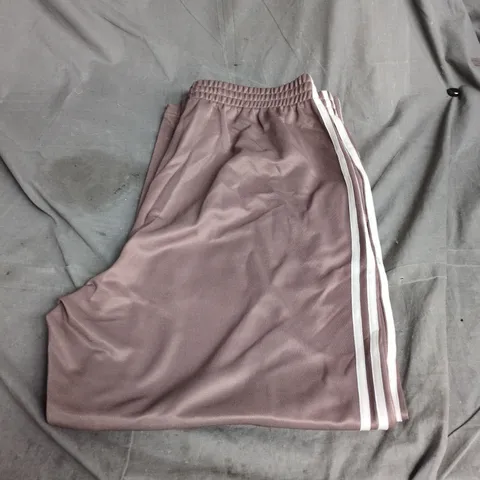 ADIDAS TRACK PANTS - BROWN WITH WHITE 3 STRIPES, UK L