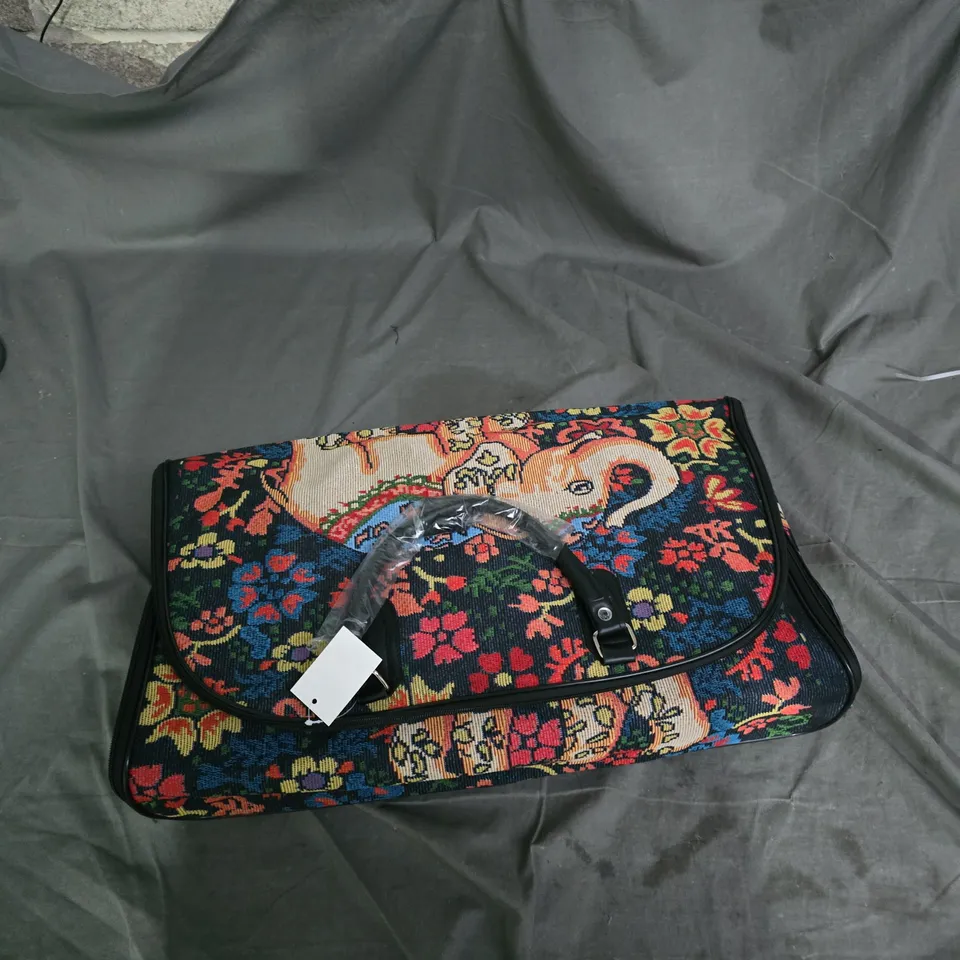 COLORFUL ELEPHANT-PRINT ROLLING TRAVEL BAG WITH HANDLES