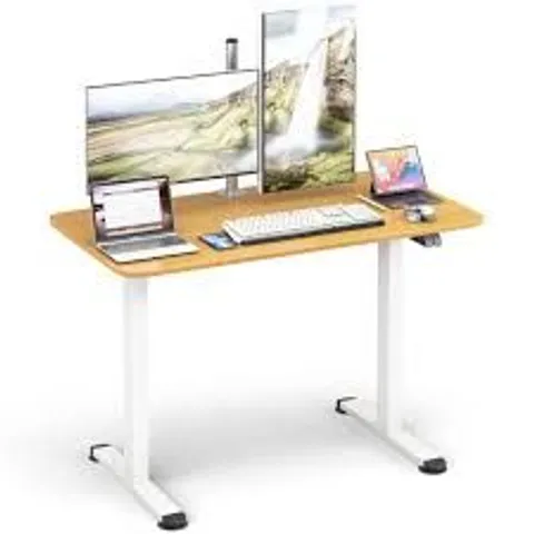 BOXED COSTWAY ELECTRIC HEIGHT ADJUSTABLE STANDING DESK WITH BUTTON CONTROLLER - NATURAL 