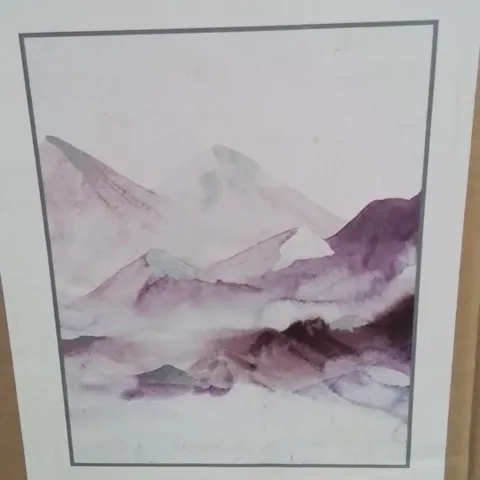 BOXED PINK MOUNTAIN FOIL AND GEL HANDPAINT ARTWORK 