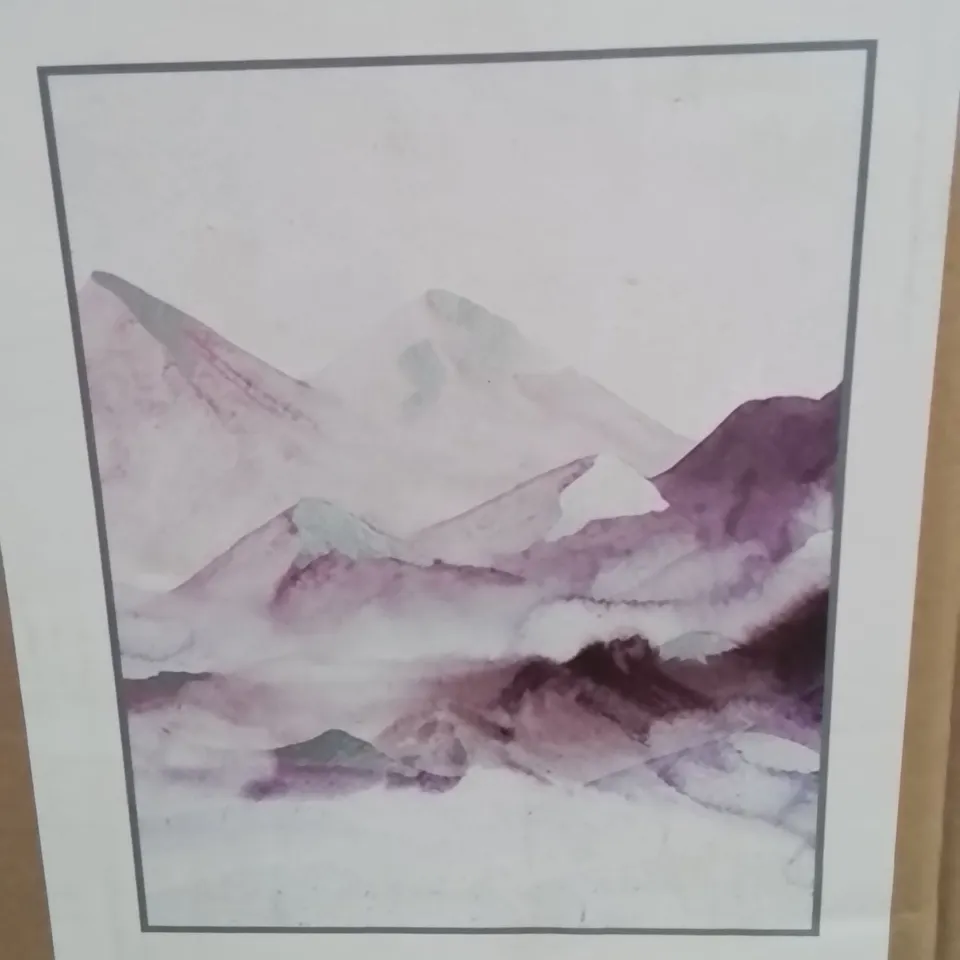 BOXED PINK MOUNTAIN FOIL AND GEL HANDPAINT ARTWORK 