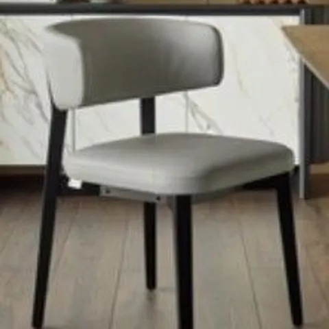 BOXED DANETTI HARRIS LIGHT GREY LEATHER DINING CHAIR