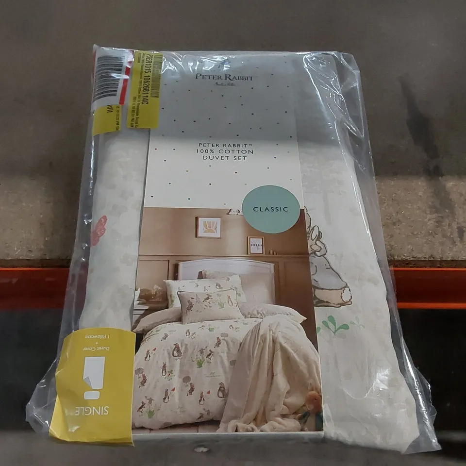 BAGGED CLASSIC PETER RABBIT NATURAL 100% COTTON 144 TC REVERSIBLE DUVET SET - SINGLE