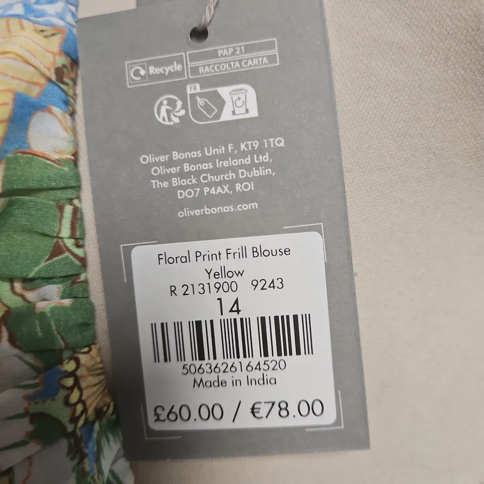 OLIVER BONAS FLORAL PRINT FRILL BLOUSE - 14