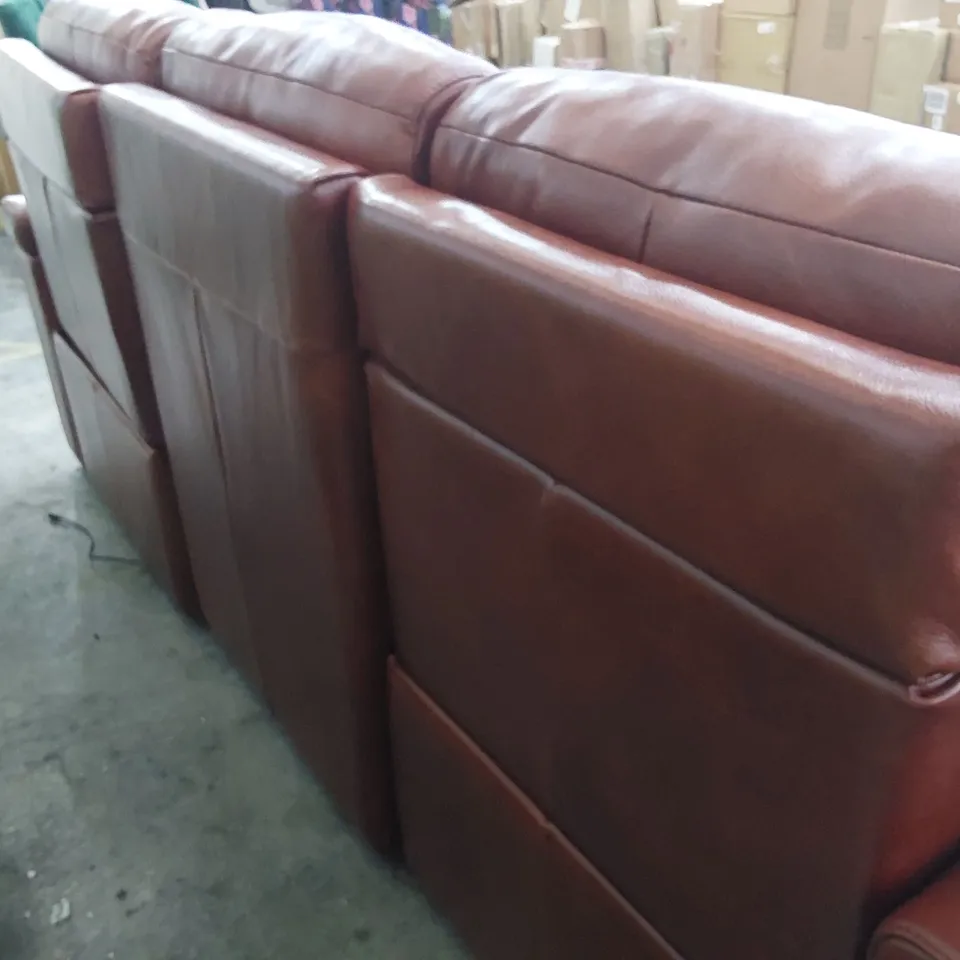QUALITY ITALIAN DESIGNER ADRIANO POWER RECLINING THREE SEATER SOFA TAN LEATHER 