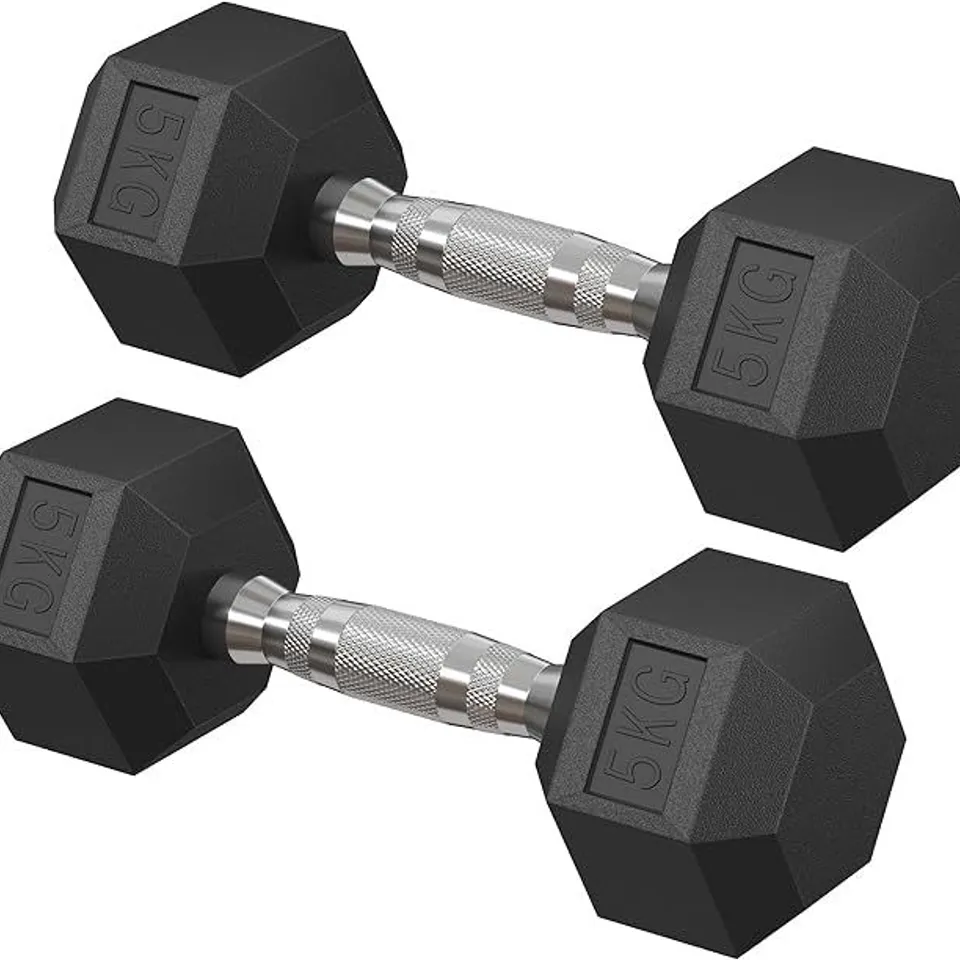 BOXED SONGMICS DUMBBELL SET, PAIR OF HEXAGONAL DUMBBELLS (1 BOX)