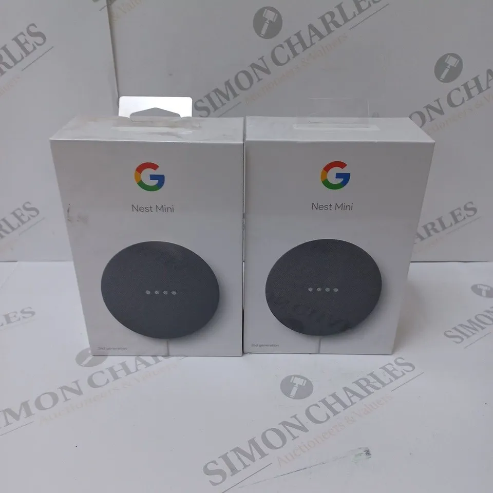 2 BRAND NEW BOXED GOOGLE NEST MINI 2ND GENERATION SMART SPEAKERS - CHARCOAL   