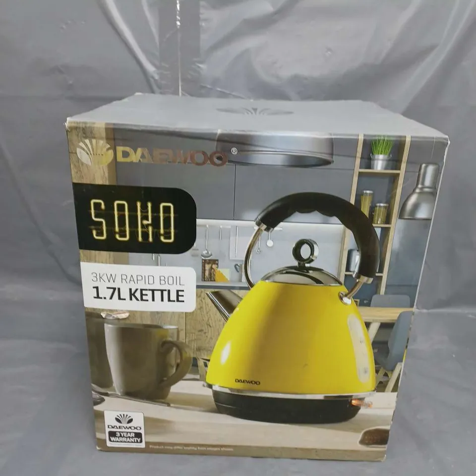 DAEWOO SOHO 3KW RAPID BOIL 1.7L KETTLE YELLOW