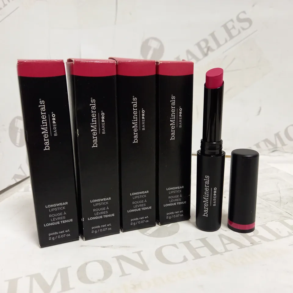 LOT OF 4 BAREMINERALS BAREPRO LONGWEAR LIPSTICK IN HIBISCUS