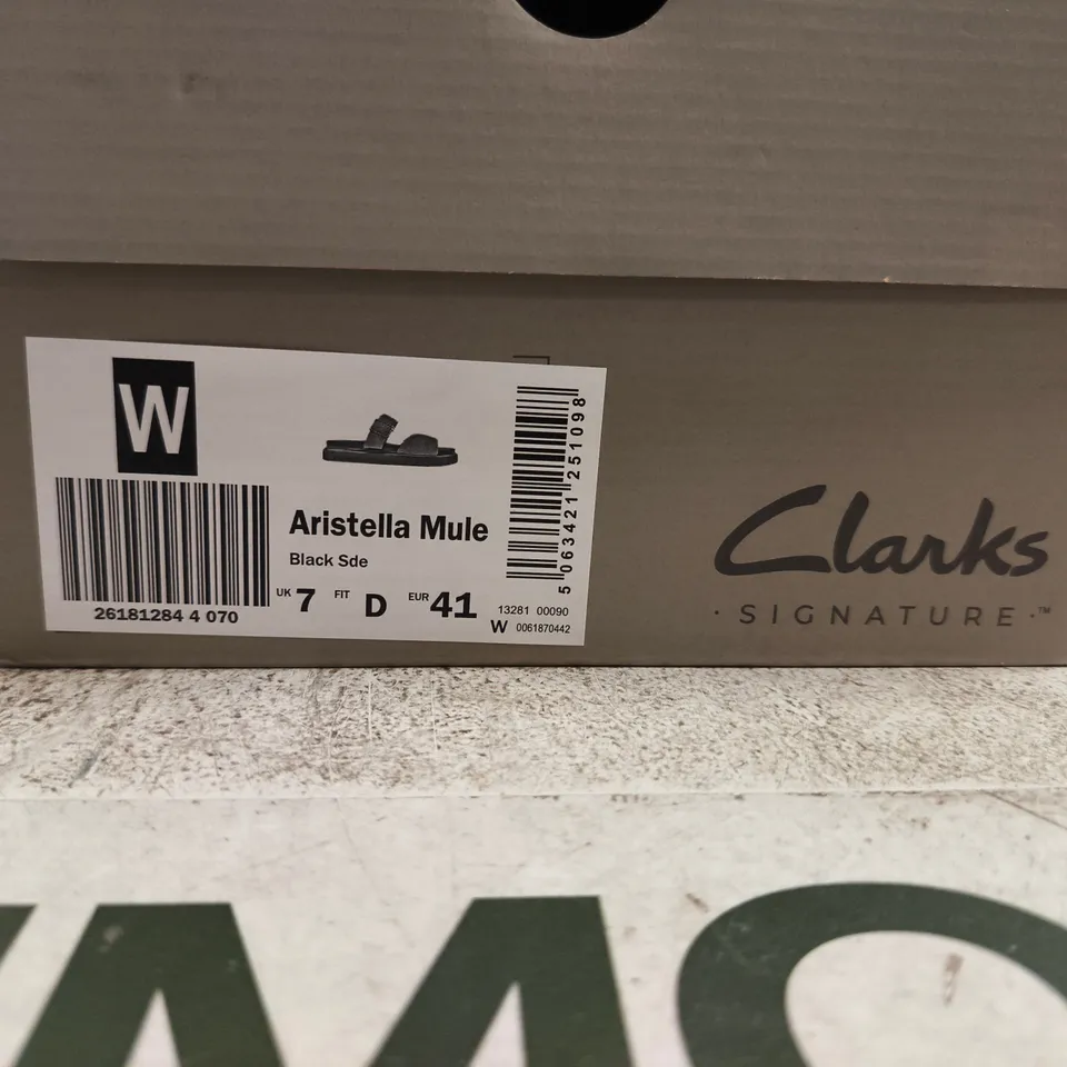 CLARKS ARISTELLA MULE – BLACK SUEDE (WOMEN'S), UK 7