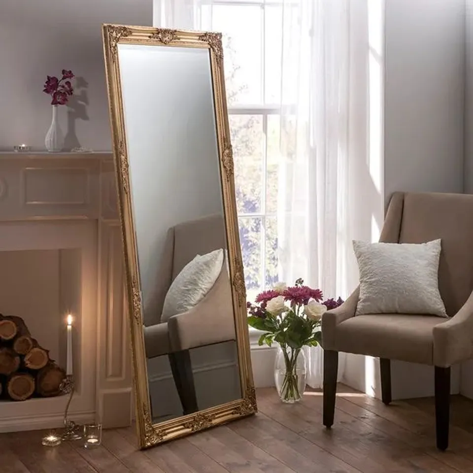 BOXED YEARN FLORENCE FULL LENGTH LEANER MIRROR - GOLD (1 BOX)
