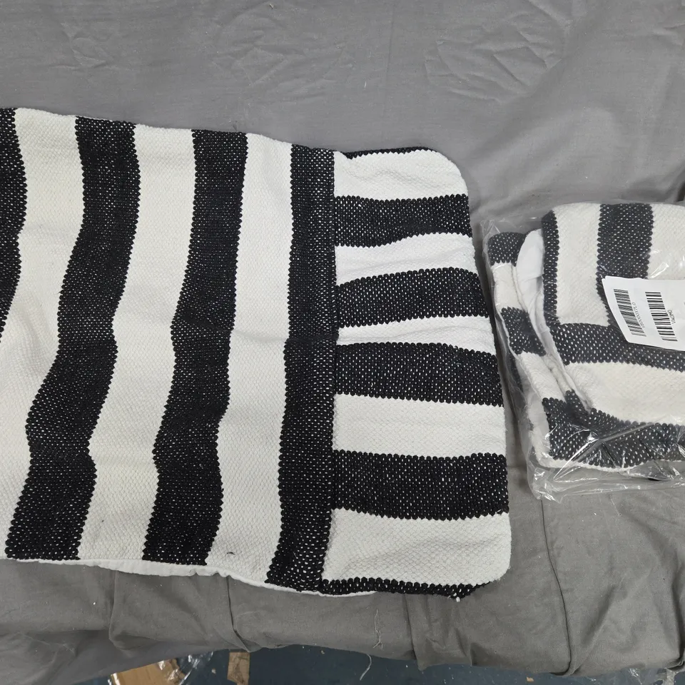 PAIR OF BLACK/WHITE STRIPED CUSHION COVERS