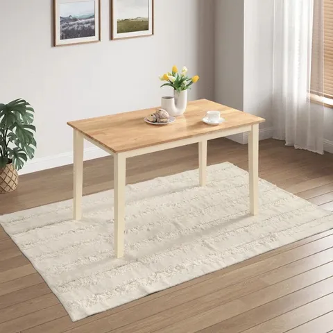 BOXED ALISSAH SOLID WOOD FARMHOUSE DINING TABLE - CREAM (1 BOX)