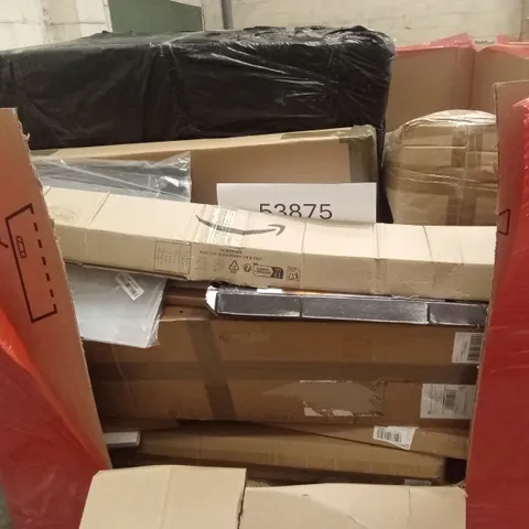 PALLET OF ASSORTED HOUSEHOLD GOODS AND PRODUCTS TO INCLUDE; BACKPACK, BASKET, BOXED FURNITURE ETC
