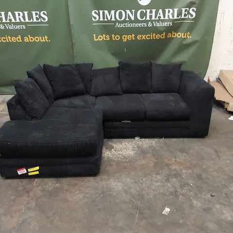 DESIGNER L SHAPED SOFA BLACK CORDUROY FABRIC